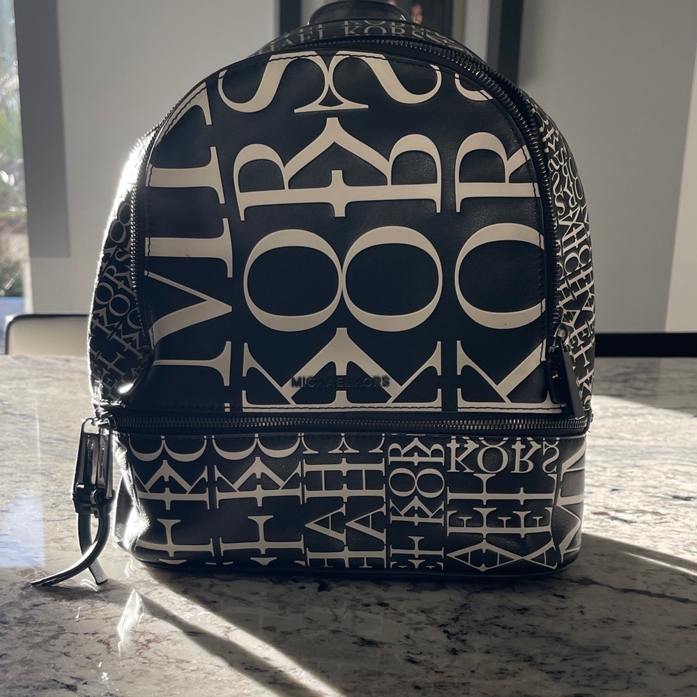 Michael Kors medium Black and White Womens  Backpack